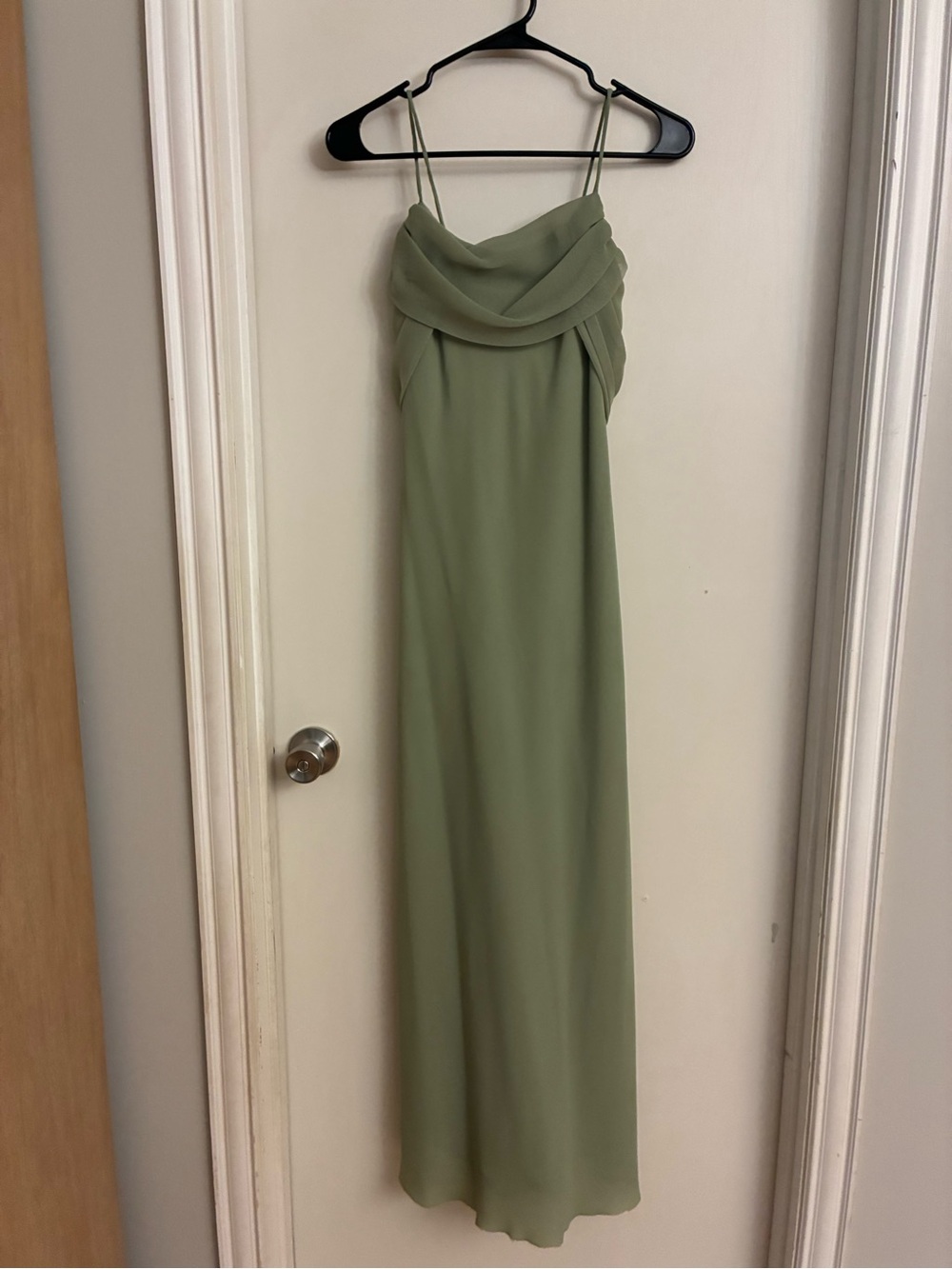 Fiesta Olive Green Spaghetti Strap Formal Gown